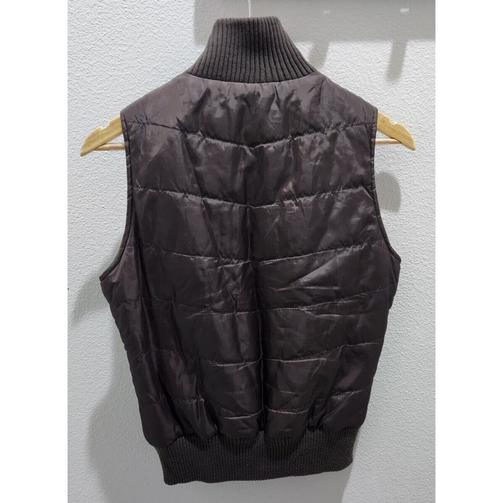 Vintage Le Tigre Women Reversible Puffer Vest Pink Argyle Y2K Mock Neck M - Picture 4 of 14